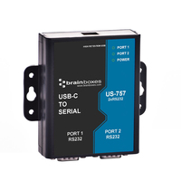 Brainboxes US-757 adattatore per inversione del genere dei cavi RS232 USB-C Nero, Blu