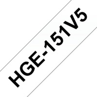 BROTHER szalag HGe-151, Átlátszó alapon Fekete, Nagy sebességű, 24mm 0.94", 8 méter, 5db/csomag
