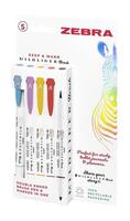 Zebra Mildliner Double Ended Brush Pen Assorted Deep and Warm (Pack 5) 2693