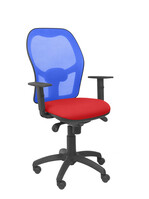 Silla Operativa de oficina Jorquera malla azul asiento bali rojo