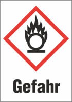 Gefahrgut-Schild, Symbol: GHS03/Text: "Gefahr", (B) 37 mm, Kunststoff, 013.26-9-