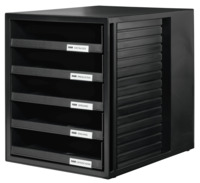 Schubladenbox SCHRANK-SET, DIN A4 und größer, 5 offene Schubladen, schwarz