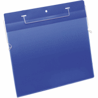 kennzeichnungstasche mit Drahtbügel A4 quer blau VE=50 Stück