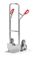 fetra® Alu-Treppenkarre, Schaufel 250 x 320 mm, Höhe 1300 mm, 3-Rad-Stern mit 3 TPE-Rädern