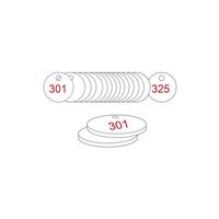 27mm Traffolyte valve marking tags - Red / White (301 to 325)