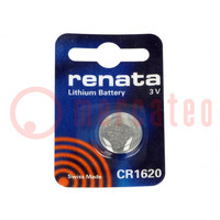 Battery: lithium; 3V; CR1620,coin; 68mAh; non-rechargeable; 1pcs.