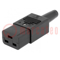 Connector: AC supply; plug; female; 16A; 250VAC; IEC 60320; C19 (J)