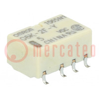 Relay: electromagnetic; DPDT; Ucoil: 5VDC; Icontacts max: 1A; SMD
