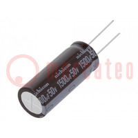 Condensatore: elettrolitico; low ESR; THT; 1500uF; 50VDC; Ø16x40mm