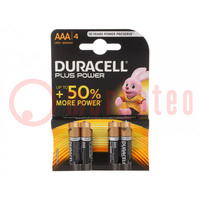 Battery: alkaline; 1.5V; AAA,R3; non-rechargeable; 4pcs; Plus