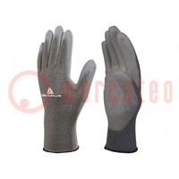 Protective gloves; Size: 8; grey; polyester,polyurethane; VE702PG