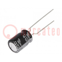 Capacitor: electrolytic; THT; 47uF; 63VDC; Ø8x11.5mm; Pitch: 5mm