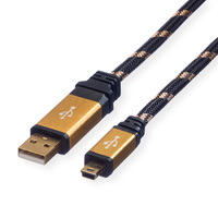 ROLINE GOLD USB 2.0 Kabel, type A - 5-Pin Mini, Retail Blister, 0,8 m