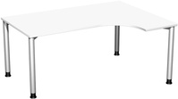 SoftForm-EDV-Tisch rechts, Weiß, Gestell in alusilber. HxBxT 680 - 820 x 1600 x 1200 mm | GF1493