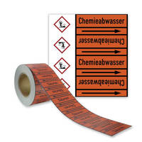 SafetyMarking Rohrleitungsband, Chemieabwasser, orange, DIN 2403, Länge 33m