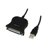 LogiLink USB-Kabel D-Sub 25-pin parallel St/Bu 1.80m bk