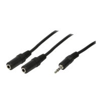 LogiLink 1x3.5mm - 2x3.5mm, 0.2m audio kabel 0,2 m 3.5mm Zwart