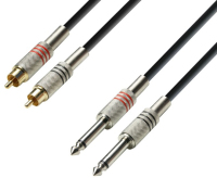 adam hall 3 Star audio kabel 3 m 2 x RCA 2 x 6.35mm Zwart, Goud, Rood, Zilver