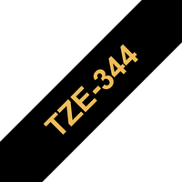 Brother TZE-344 nastro per etichettatrice Oro su nero