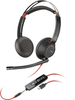 POLY Stereofoniczny zestaw słuchawkowy USB-C Blackwire 5220 + wtyczka 3,5 mm + przejściówka USB-C/A (opakowanie zbiorcze)
