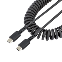 StarTech.com Câble de Charge USB-C de 1m - Adaptateur USB-C vers USB-C Enroulé à Usage Intesif - Câble Thunderbolt 3 en Fibre Aramide Robuste - Cordon USB-C vers USB-C M/M - Cha...