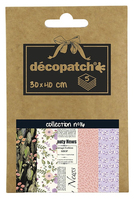 Décopatch DP016O Kunstdruckpapier Kunstpapier 5 Blätter