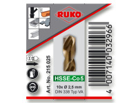 RUKO 215025 Spiralbohrer DIN 338 2,5 mm HSS-Co