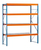 GR, Weitspannregal mit Stahlpaneelen W 100, 2500 x 1785 x 600 mm, blau/orange/verzinkt, 4 Ebenen, Fachlast 670 kg