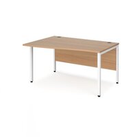 Maestro 25 left hand wave desk 1400mm wide - white bench leg frame and beech top