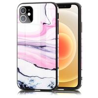 NALIA Tempered Glass Cover compatible with iPhone 12 Mini Case, Marble Design Pattern 9H Hardcase & Silicone Bumper, Slim Protective Shockproof Mobile Skin Phone Back Protector ...