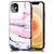NALIA Marmor Case für iPhone 12 mini, 9H Glas Cover Handy Hülle Schutz Kratzfest Pink Lila