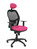 Silla Operativa de oficina Jorquera malla negra asiento similpiel rosa con cabecero fijo