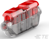 Stoßverbinder mit Isolation, 0,75-1,5 mm², AWG 18 bis 16, transparent/rot, 48 mm