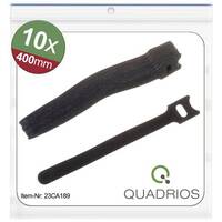Quadrios 23CA189 Tépőzár kábelkötegelő Kötegeléshez Bolyhos és horgos fél (H x Sz) 400 mm x 16 mm Fekete 10 db
