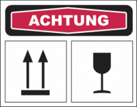Versandetiketten - ACHTUNG, Rot/Schwarz, 7.4 x 9 cm, Papier, Selbstklebend
