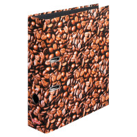 Ordner maX.file A4 8cm Kaffee, Bilderdruckpapier cellophaniert/Papier schwarz