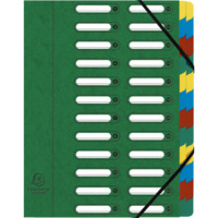 Ordnungsmappe HARMONIKA mit ausgestanzten Fenstern und Gummizug, aus Colorspan-Karton, 24 Fächer, für DIN A4 - Grün