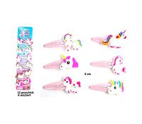 lot de 12 barrettes clip licorne mix 4cm