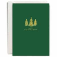 Grußkarte MP-Essential Weihnachten B6 hoch doppelt Grün Letterpress3 Bäume