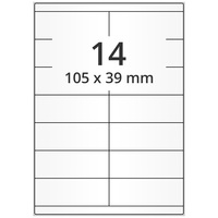 Universaletiketten auf DIN A4 Bogen, 105 x 39 mm, 1.400 Haftetiketten, Papier ablösbar