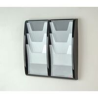 Wall mounted coloured leaflet dispensers - 6 x A4 pockets, black