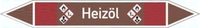 Exemplarische Darstellung: Rohrleitungskennzeichnung (Doppelpfeil), Heizöl (GHS 03/09)