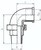 Zeichnung: Winkelverschraubung mit Innen- und Außengewinde, konisch dichtend