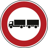 Verkehrszeichen VZ 257-57 Verbot für Lastkraftwagen mit Anhänger, Ø 420, Rundform, RA 2