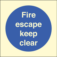 SPARTEX 41605B FIRE ESCAPE KEEP CLEAR(80X80MM)PHOTOESCENT S/A VINYL