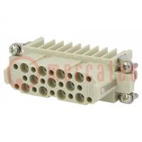 Connector: HDC; contact insert; female; Han® D; PIN: 25; 25+PE; 10A