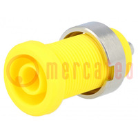 Presa; banana 4mm; 25A; Foro: Ø12mm; giallo; nichelato; isolati