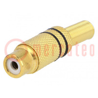 Plug; RCA; female; with strain relief; straight; soldering; 5mm