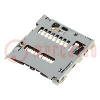 Connector: voor kaarten; microSD; zonder lade; SMT; verguld; PIN: 8