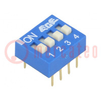 Schakelaar: DIP-SWITCH; Aantal secties: 4; ON-OFF; 0,025A/24VDC